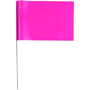 Presco Steel Wire Stake Flags, 4” x 5” x 36”, Pink Glo, Bundle of 100