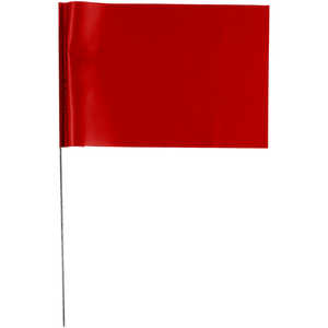 Presco Steel Wire Stake Flags, 4” x 5” x 36”, Red, Bundle of 100