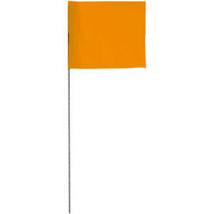 Presco Steel Wire Stake Flags, 2.5” x 3.5” x 21”, Orange, Bundle of 100