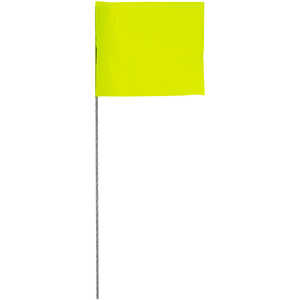 Presco Steel Wire Stake Flags, 2.5” x 3.5” x 21”, Yellow, Bundle of 100