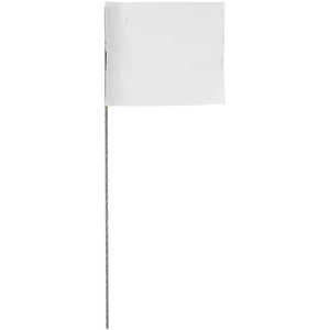 Presco Steel Wire Stake Flags, 2.5” x 3.5” x 21”, White, Bundle of 100
