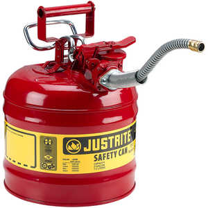 Justrite Type II AccuFlow Safety Can (Gasoline), Red, 2-Gallon