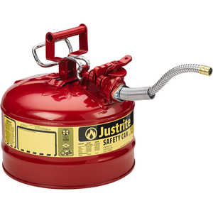 Justrite Type II AccuFlow Safety Can, Red (Gasoline), 2-1/2 Gallon