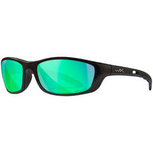 Wiley X P-17 Safety Glasses, Gloss Black Frame with Polarized Green Mirror Lens