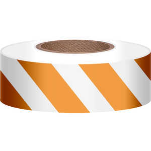Presco Stripe Vinyl Flagging, Orange/White, 1-3/16”W x 300’L