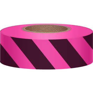 Pink Glo/Black, Presco Stripe Vinyl Flagging, 1-3/16”W x 150’L